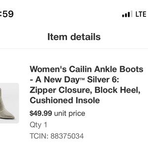 A New Day Silver Ankle Booties with Block Heel
